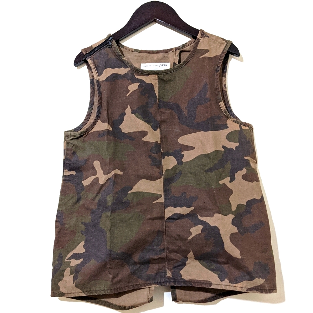 Rag & Bone open back canvas camo top